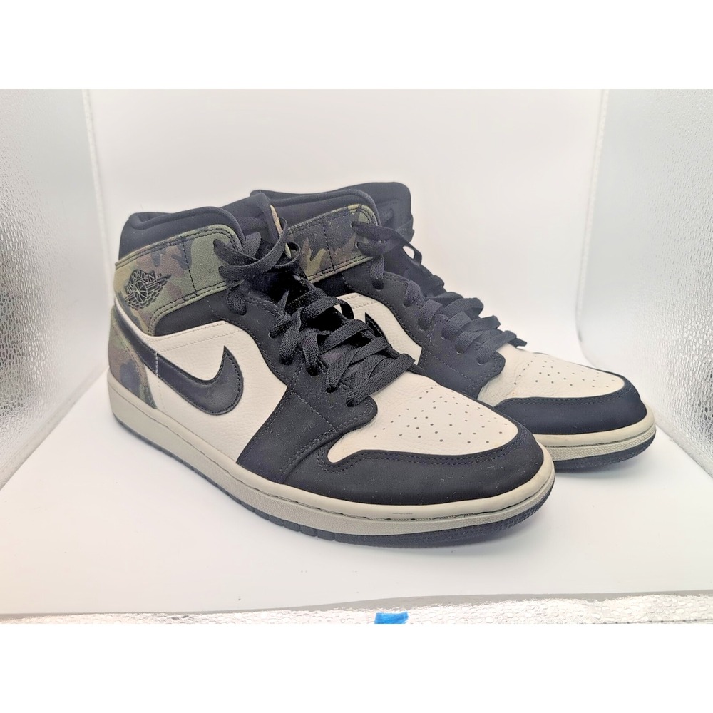 Air Jordan 1 Mid Camo (2020) Size 10 sneaker shoe black